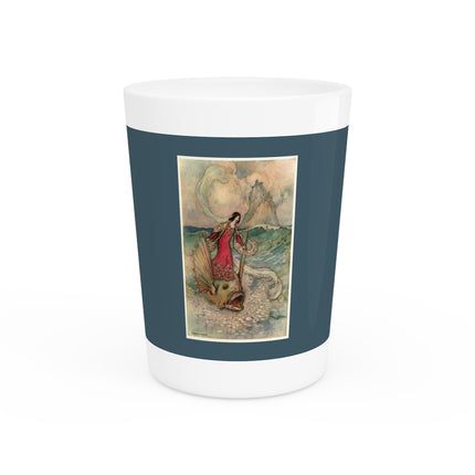 Rita Rides on the Dolphin by Warwick Goble Ceramic Shot Glass
