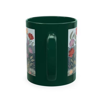 🐈🥾 The Lady & Puss In Boots In The Flower Garden Ceramic Mug – Art Deco Storybook Whimsy