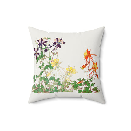Aquilegia Flower by Tanigami Kônan Spun Polyester Square Pillow