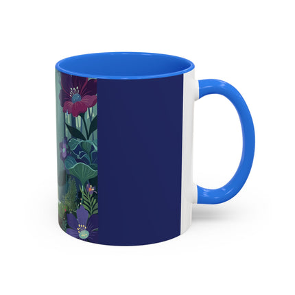 The Lady Of The Moonlit Fountain Colorful Mugs – Art Deco Botanical Serenity