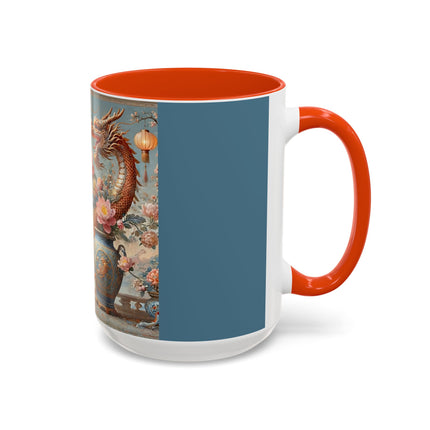 Golden Dragon & Lantern Lady Colorful Mug – Imperial Dragon & Elegant Harmony