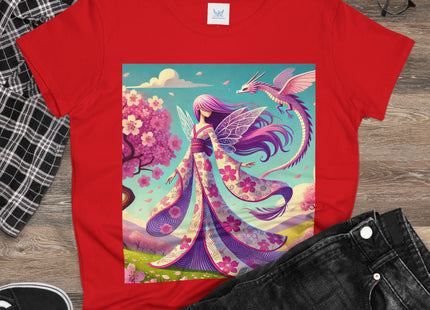Petals in the Wind: The Kimono Fairy and the Sky Dragon Cotton Tee
