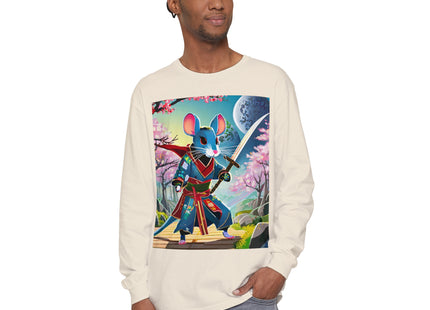 Cyber Samurai Rat Garment-dyed Long Sleeve T-Shirt