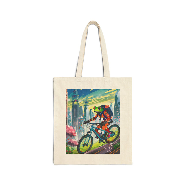 Cyberpunk Frog Cotton Canvas Tote Bag