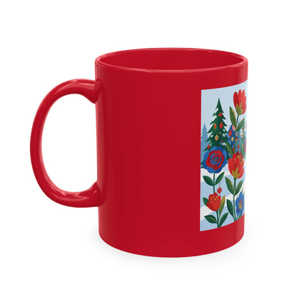 🌹🎄 The Lady Of The Holiday Roses Ceramic Mug – Art Deco Christmas Elegance