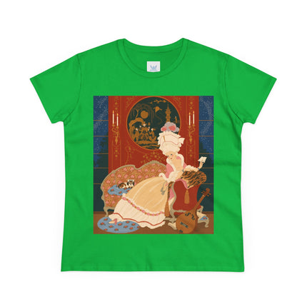 🎼🐈 The Lady Of The Midnight Salon Cotton Tee – Art Deco Fashion Illustration