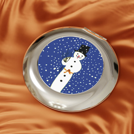 Snowman in Falling Snow Compact Travel Mirror