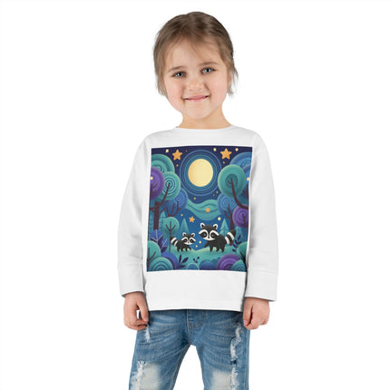 Enchanted Nighttime Raccoons Toddler Long Sleeve Tee