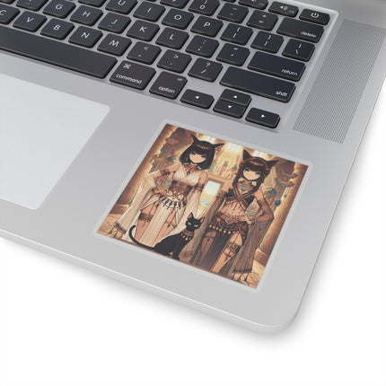 🐱🏛️ Egyptian Priestess Cats Kiss-Cut Sticker – Temple Guardians & Ancient Grace
