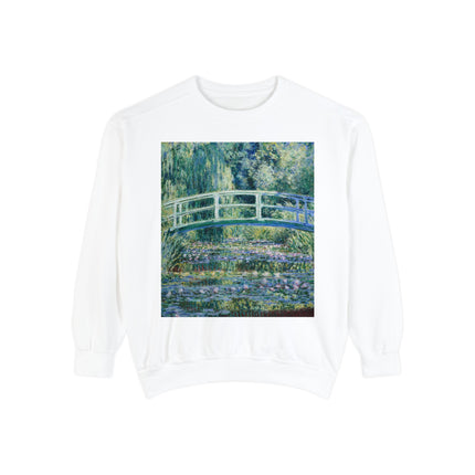 Water Lilies and Japanese Bridge by Claude Monet Unisex Garment-Dyed Sweatshirt