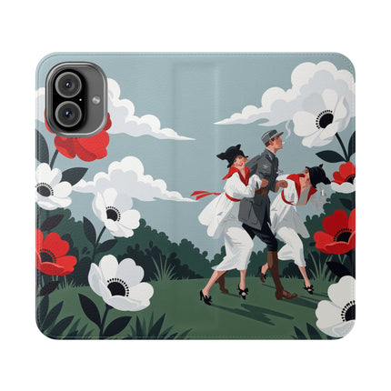 🌺🎩 The Ladies Of The Scarlet Garden Flip Case – Art Deco Floral Adventure