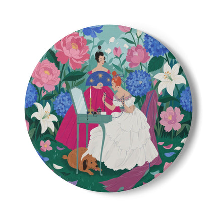 💎🌸 The Lady Of The Jeweled Garden Ceramic Coaster – Art Deco Floral Elegance