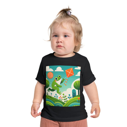 Young Frog’s Kite Adventure Baby T-Shirt – A Sky Full of Play