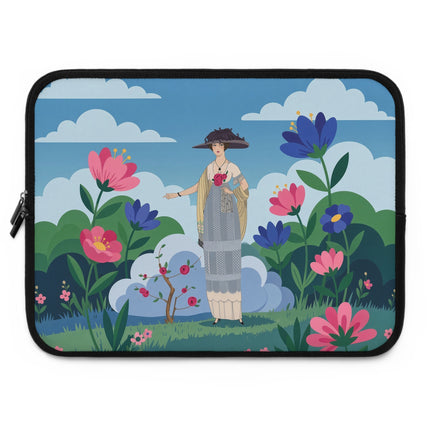 🌸🎀 The Lady In The Summer Garden Laptop Sleeve – Art Deco Floral Elegance