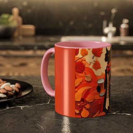 Siamese Cat at an Autumn Harvest Fair Colorful Mugs (11oz, 15oz)