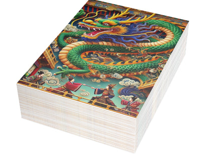 Tibetan Dragon Over Kabuki Duel Postcards (envelopes included) - Bundles of 10, 30, 50 Pieces