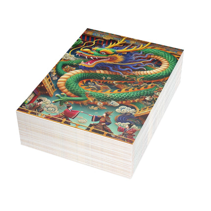 Tibetan Dragon Over Kabuki Duel Postcards (envelopes included) - Bundles of 10, 30, 50 Pieces