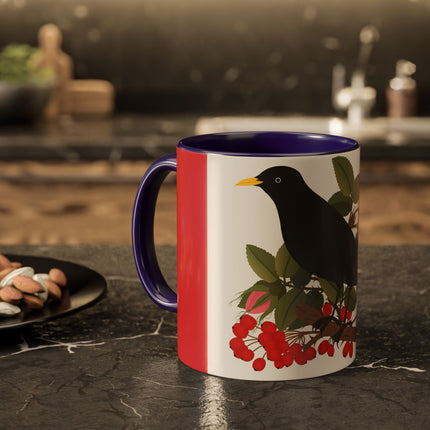 Blackbird & Rose Colorful Mugs – Timeless Elegance & Nature's Harmony