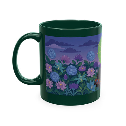 🧶☂️ The Lady Of The Garden Knitting Circle Ceramic Mug – Art Deco Floral Whimsy