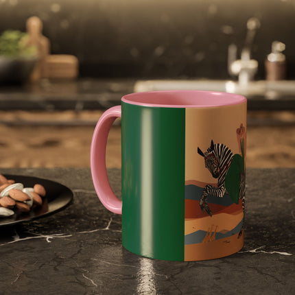 Zebra Rider Colorful Mugs – Safari Chic & Art Deco Adventure
