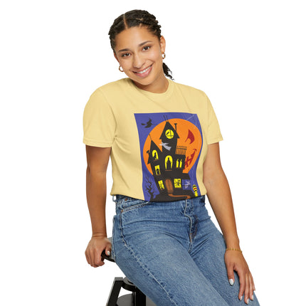 Halloween Night at the Haunted House Unisex Garment-Dyed T-shirt