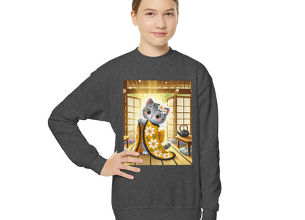 Playful Kitten in the Tea Room Youth Crewneck Sweatshirt