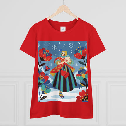 ❤️❄️ The Winter Heart Messenger Cotton Tee – Art Deco Winter Enchantment
