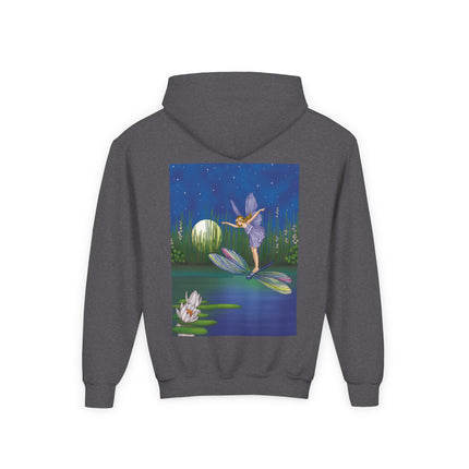 Fairy on a Dragonfly Youth Hooded Sweatshirt – Timeless Magic & Dreamlike Wonder