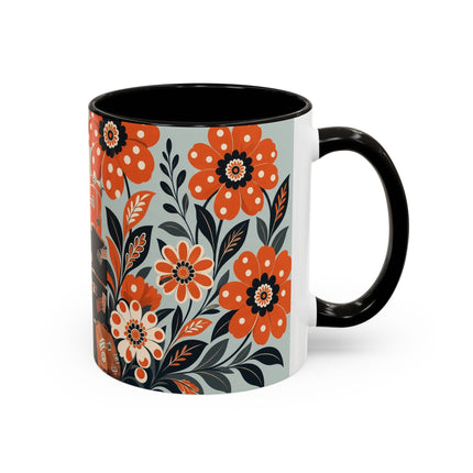 🧳🌼 The Grand Floral Voyage Colorful Mug – Art Deco Travel Elegance