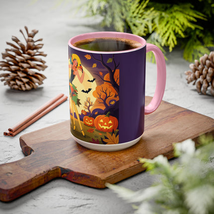 🌕🍂 Autumn Song Beneath The Harvest Moon Colorful Mug – Whimsical Halloween Charm
