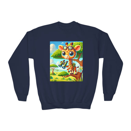 Giraffe Lookout Youth Crewneck Sweatshirt – Adventure, Curiosity & Playful Imagination