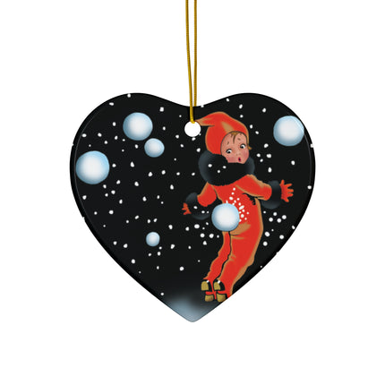 A Festive Snowball Ceramic Ornament, 3 Shapes