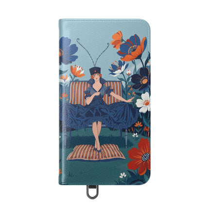 🌺🎩 The Lady Of The Grand Flower Garden Flip Case – Art Deco Floral Fantasy