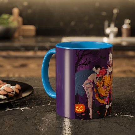🎭🌹 The Harlequin Rose Masquerade Colorful Mug – Theatrical Halloween Romance