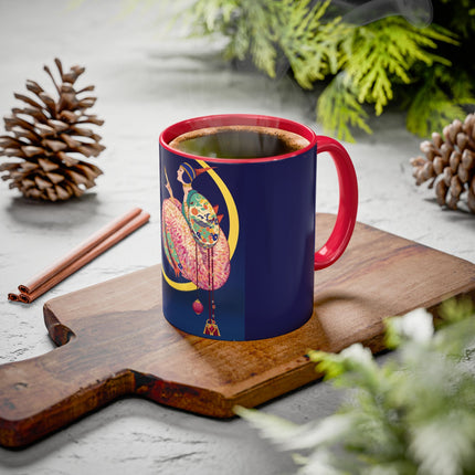 Moonlit Reflections Colorful Mug (11oz, 15oz) – Celestial Elegance, Art Deco Beauty & Dreamy Style
