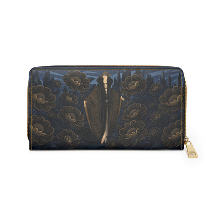 🖤🥀 The Midnight Golden Blossom Wallet – Art Deco Noir Elegance
