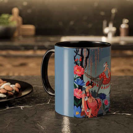 The Ladies Of The Enchanted Hammock Colorful Mugs – Art Deco Whimsical Garden Elegance