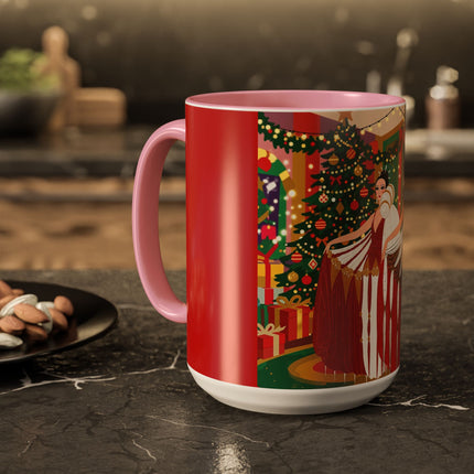 🎄💃 The Christmas Mirror Duet Colorful Mug – Art Deco Holiday Elegance