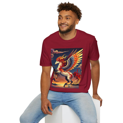 Flame-Winged Horse at Sunset Softstyle T-Shirt