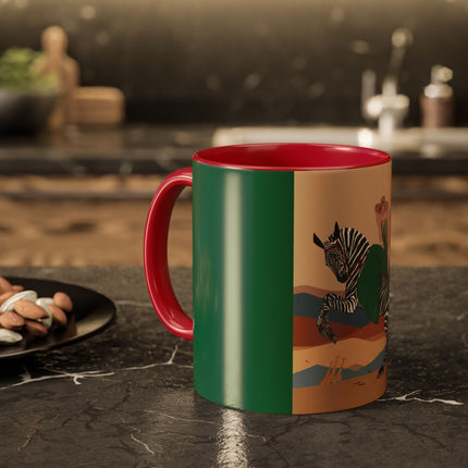 Zebra Rider Colorful Mugs – Safari Chic & Art Deco Adventure