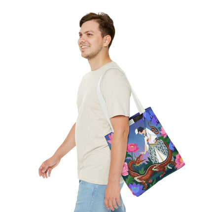 🐉🌸 The Dragon Keeper Tote Bag – Art Deco Floral Fantasy