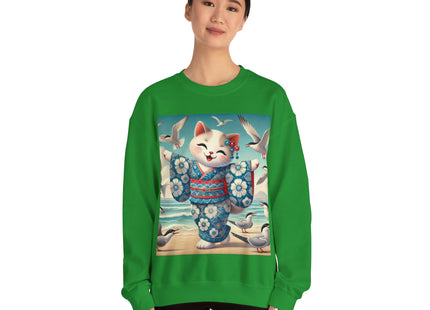 Geisha Kitten by the Seaside Heavy Blend™ Crewneck Sweatshirt