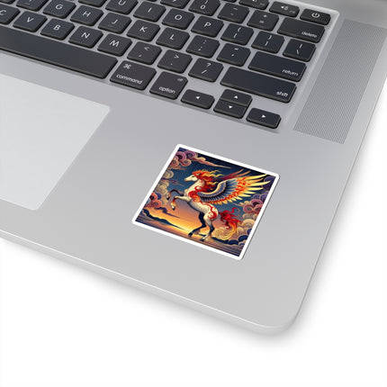 Flame-Winged Horse at Sunset Kiss-Cut Stickers (4 Sizes)