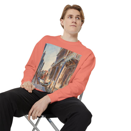 Gondola Moorings on the Grand Canal by John Singer Sargent Unisex Garment-Dyed Sweatshirt