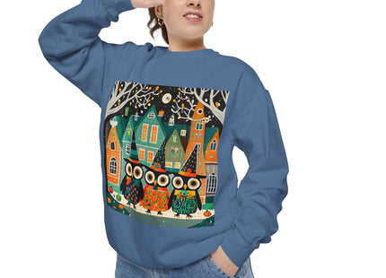 Night of the Trick-or-Treating Owlets Unisex Garment-Dyed Sweatshirt