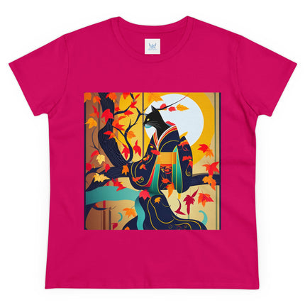 Black Cat in Kimono Women's Midweight Cotton Tee