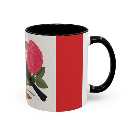 Blackbird & Rose Colorful Mugs – Timeless Elegance & Nature's Harmony