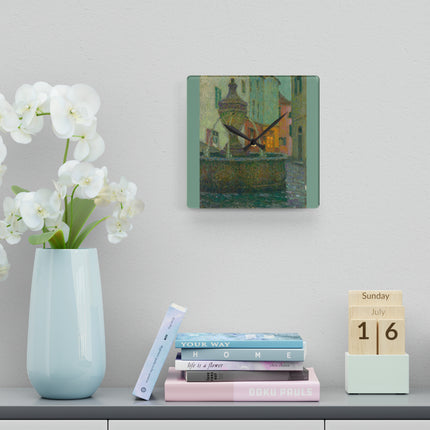 La Fontaine, Saint-Paul De Vence by Henri Le Sidaner Acrylic Wall Clock, Round & Square