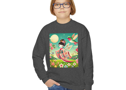 Geisha Fairy and the Hummingbird Blossom Youth Crewneck Sweatshirt