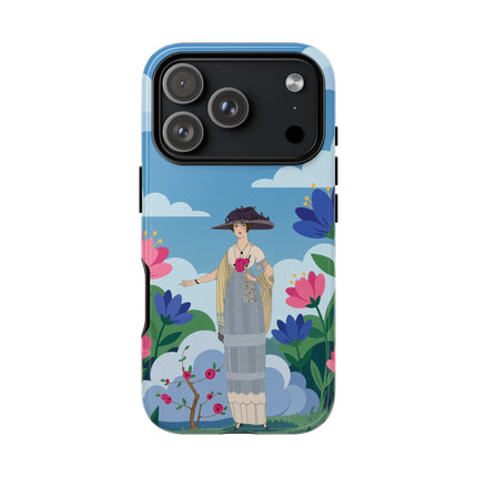 🌸🎩 The Lady Of The Grand Flower Garden Phone Case – Art Deco Fashion Illustration